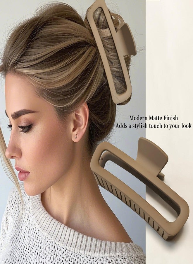 Markuii 5 Inch Large Unbreakable Hair Claw Clips, No Slip Not Easy to Break Square Neutral Claw Clip for Women Thick Long Curly Hair, 4 Pack - Image 3